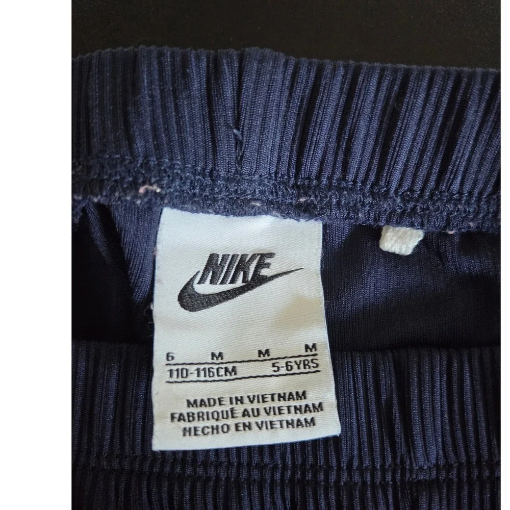 Nike Flared Pants Kids Size 5/6 Navy Blue Ribbed Logo Leggings